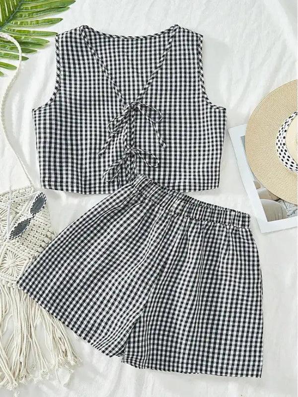 MOESHA™ - Chic Summer Sleeveless Vest and High-Waist Shorts Set - MABEL LONDON