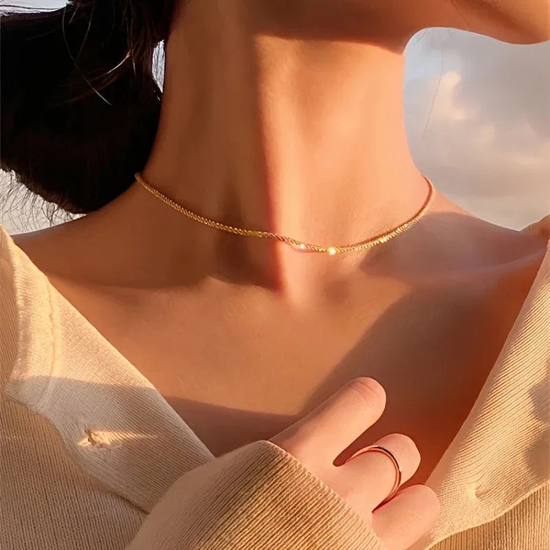 Minimalist Shimmer Necklace & Bracelet Set - MABEL LONDON