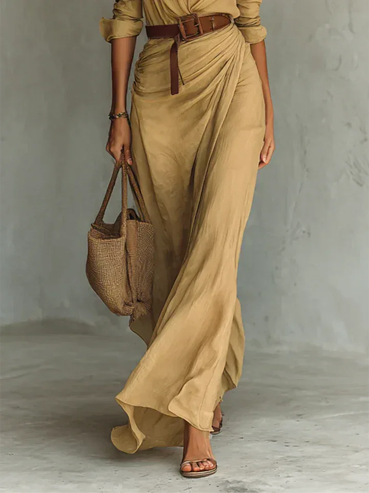 Una | Lapel-Wrap Maxi Dress - MABEL LONDON