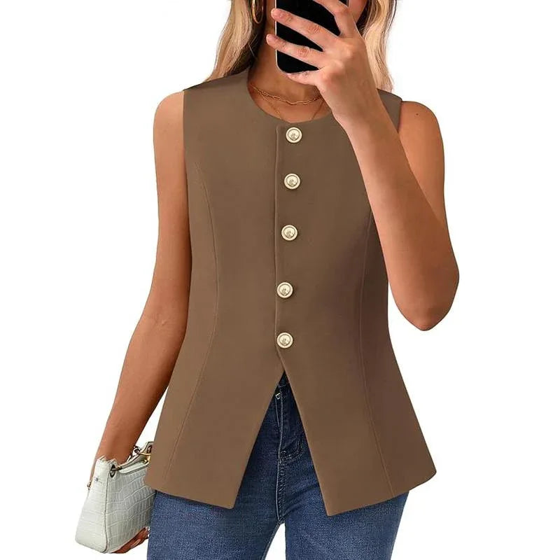 CORAZON™ – Chic Sleeveless Button-Down Vest - MABEL LONDON