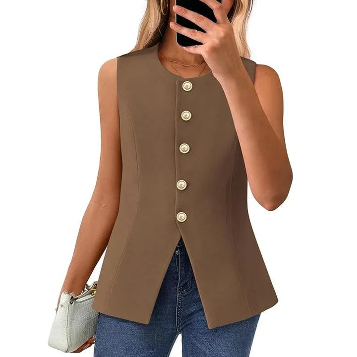 CORAZON™ – Chic Sleeveless Button-Down Vest - MABEL LONDON