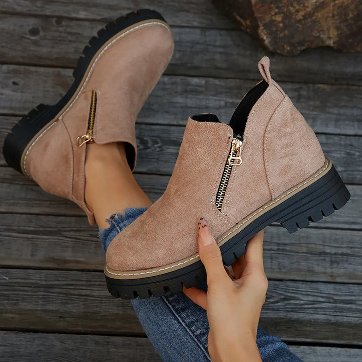 Bonnie | Beige Ankle Boots - MABEL LONDON
