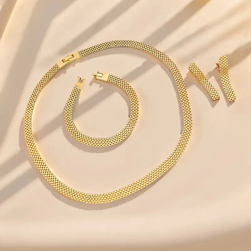 Refined Long Necklace, Bracelet & Earrings Set - MABEL LONDON