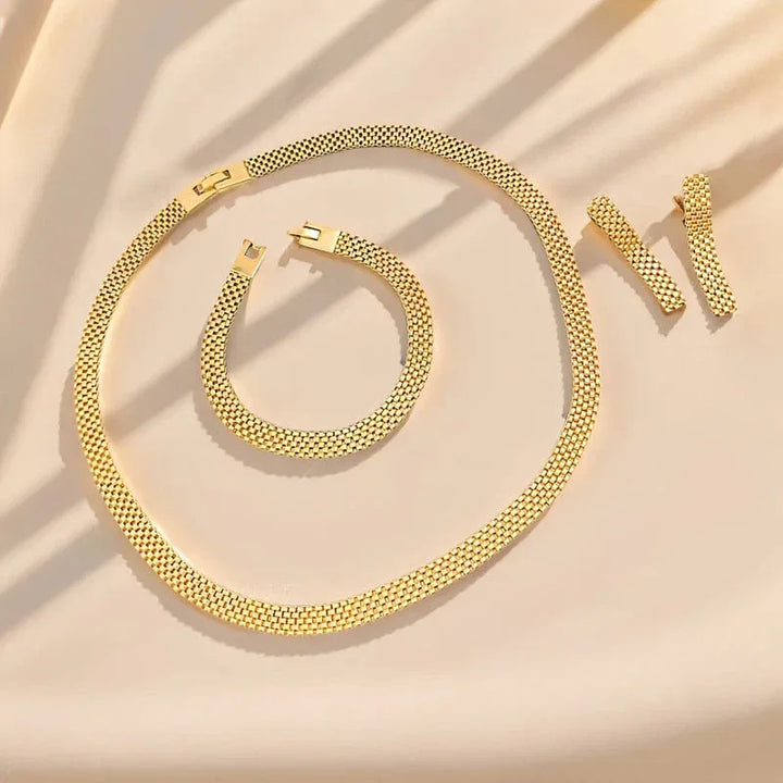 Refined Long Necklace, Bracelet & Earrings Set - MABEL LONDON