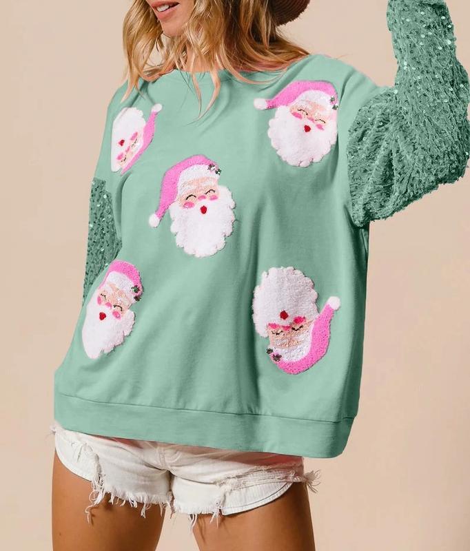 BRIANNA™- Sparkly Christmas Long Sleeve Pullover Sweater - MABEL LONDON