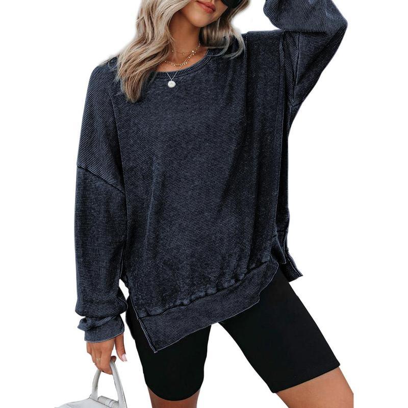THALIENE™ - Casual Oversized Crewneck Long Sleeve Sweatshirt - MABEL LONDON
