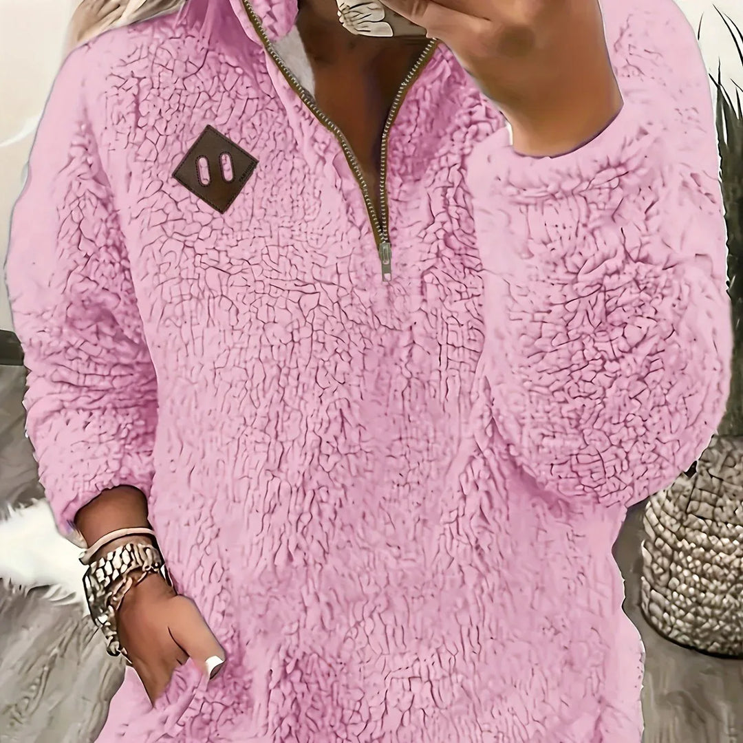 Ayla – Ultra-Soft High-Neck Fleece Pullover - MABEL LONDON