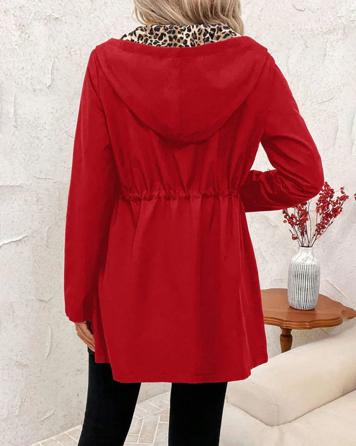 Amelia | Reversible Hooded Coat with Leopard Print - MABEL LONDON