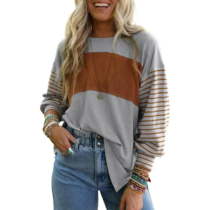 PERPETUA™ - Casual Long-Sleeve Oversized Crew Neck Top - MABEL LONDON