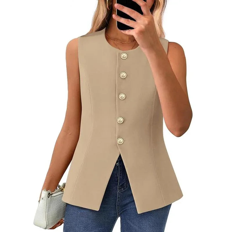 CORAZON™ – Chic Sleeveless Button-Down Vest - MABEL LONDON