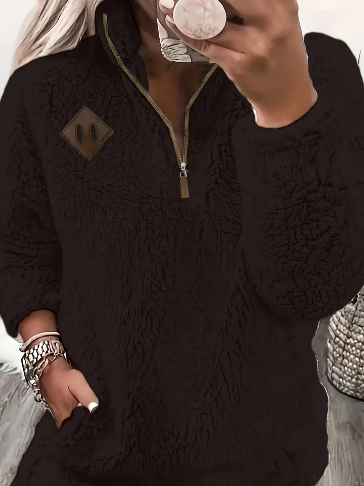 Ayla – Ultra-Soft High-Neck Fleece Pullover - MABEL LONDON