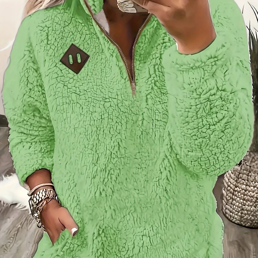 Ayla – Ultra-Soft High-Neck Fleece Pullover - MABEL LONDON