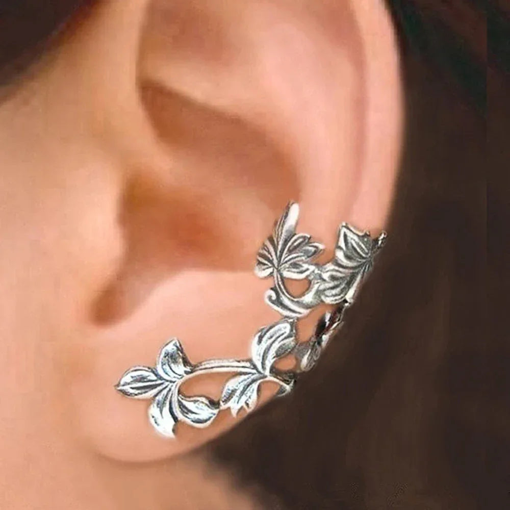 Vintage Leaf Silver Earrings - MABEL LONDON