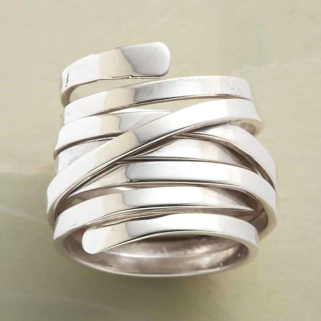 Bliss - Vintage Thick Layer Silver Ring - MABEL LONDON