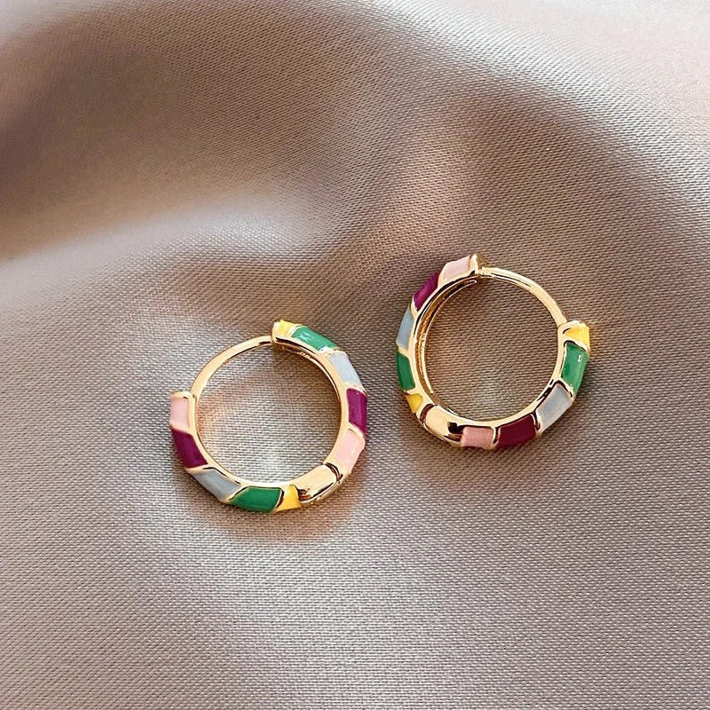 Chic Golden Enamel Earrings - MABEL LONDON