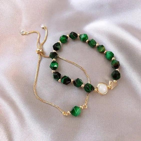 Elegant Green Gem Bracelet Set - MABEL LONDON