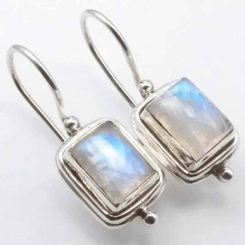Square Moonstone Gold Earrings - MABEL LONDON