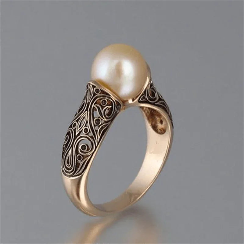ABBY™- Vintage Pearl Golden Ring - MABEL LONDON