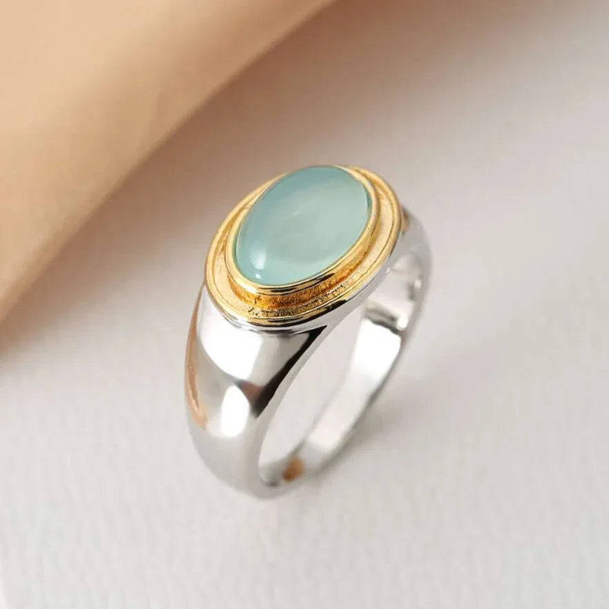 Gabi - Vintage Green Moonstone Ring - MABEL LONDON