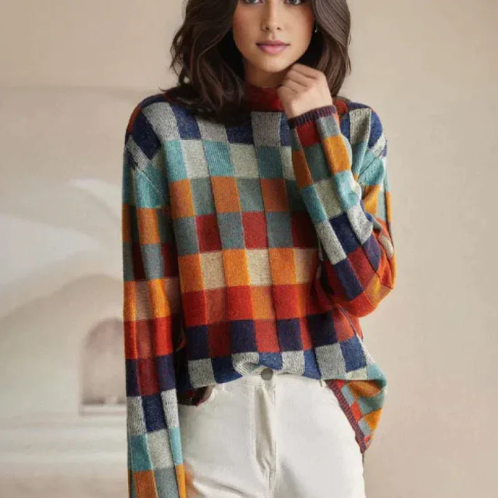 MIA™ - Retro-Inspired Plaid Sweater - MABEL LONDON