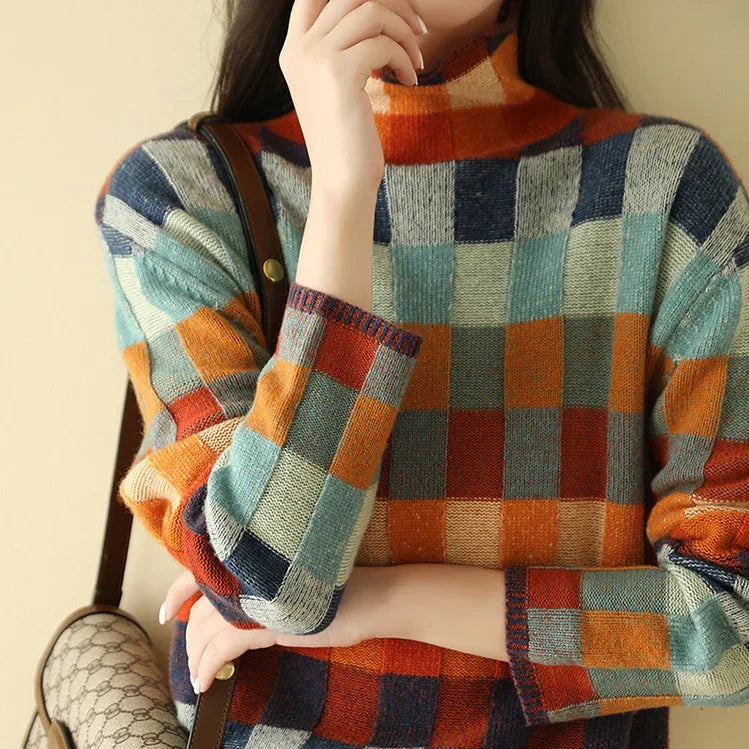 MIA™ - Retro-Inspired Plaid Sweater - MABEL LONDON