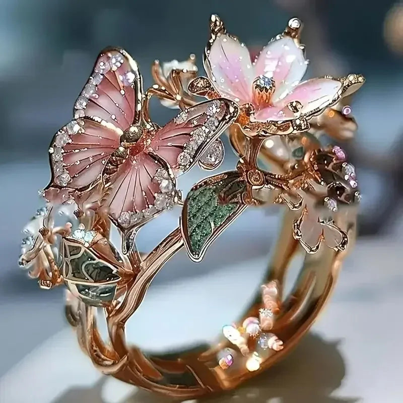 LISA™ - Nature Bright Butterfly Zirconia Ring - MABEL LONDON