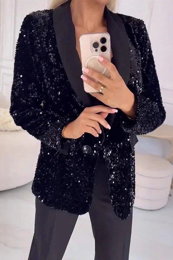 LUXARA™ -Shimmer Sequin Blazer - MABEL LONDON