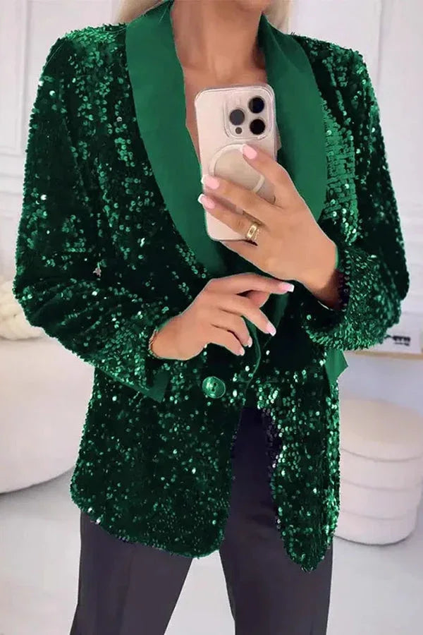 LUXARA™ -Shimmer Sequin Blazer - MABEL LONDON