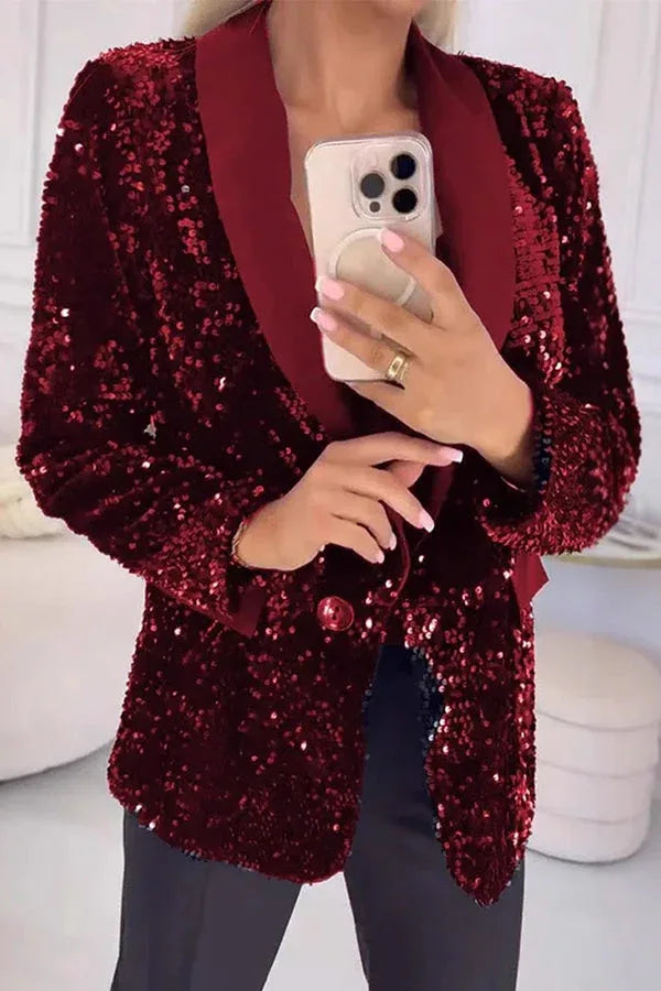 LUXARA™ -Shimmer Sequin Blazer - MABEL LONDON