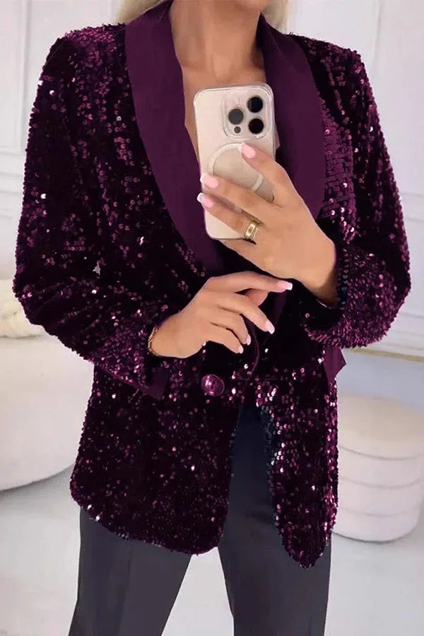 LUXARA™ -Shimmer Sequin Blazer - MABEL LONDON