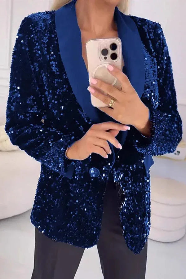 LUXARA™ -Shimmer Sequin Blazer - MABEL LONDON