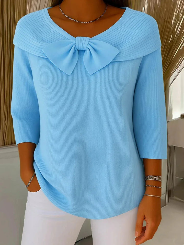 SERENNA | Women's Sweater with Bow and Round Neckline - MABEL LONDON