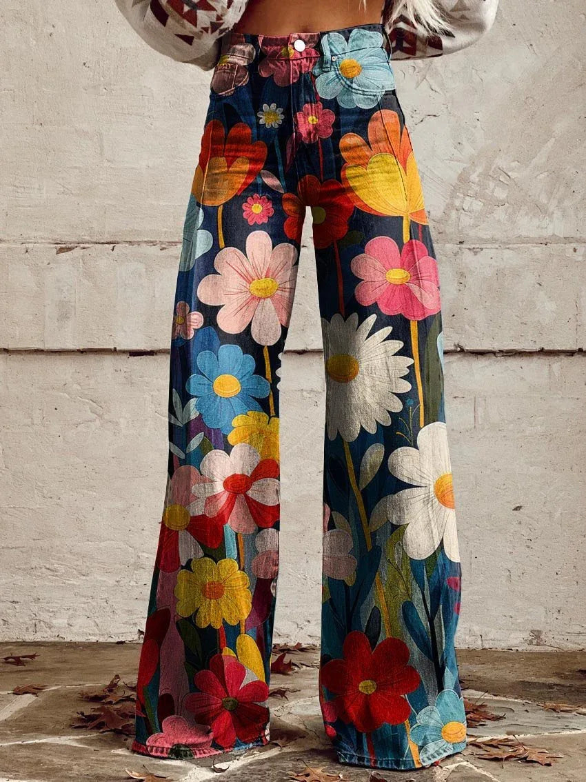 FLEUR™ - Chic Floral Wide-Leg Pants - MABEL LONDON