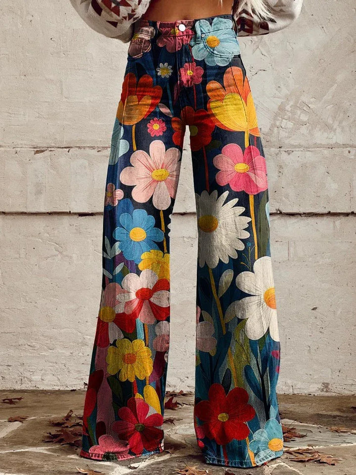 FLEUR™ - Chic Floral Wide-Leg Pants - MABEL LONDON