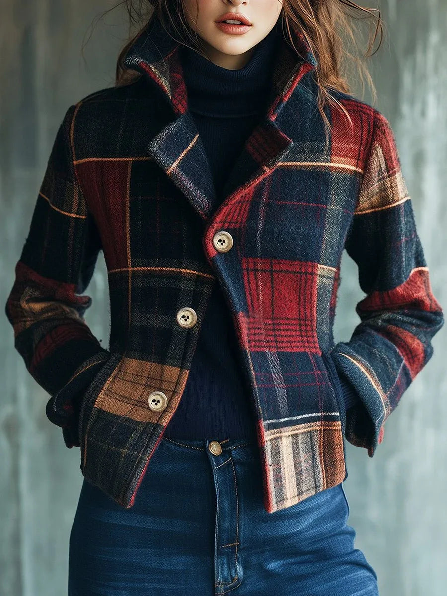 Joyce | Plaid Pattern Woolen Jacket - MABEL LONDON