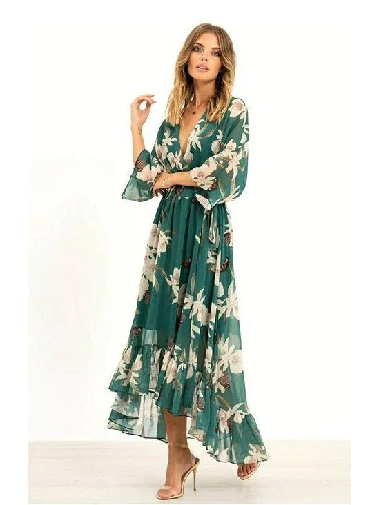 YASMINE™ - Elegant Kimono Midi Dress - MABEL LONDON