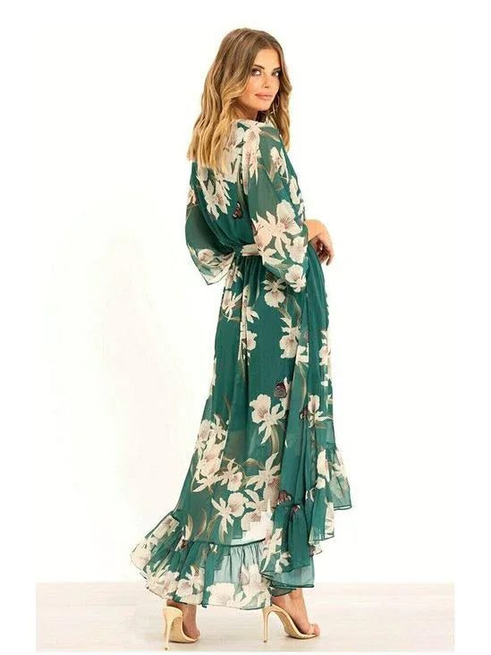 YASMINE™ - Elegant Kimono Midi Dress - MABEL LONDON