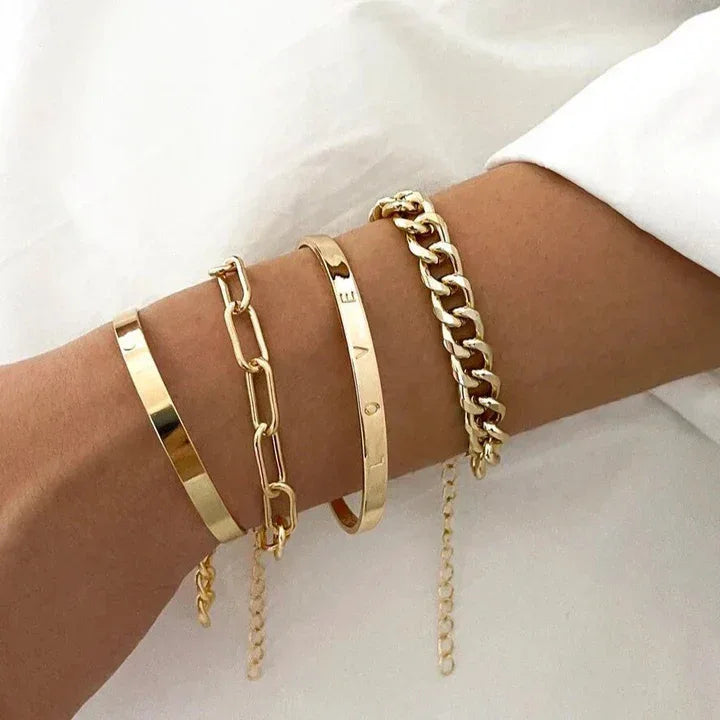 Modern Gold Bracelet Set - MABEL LONDON