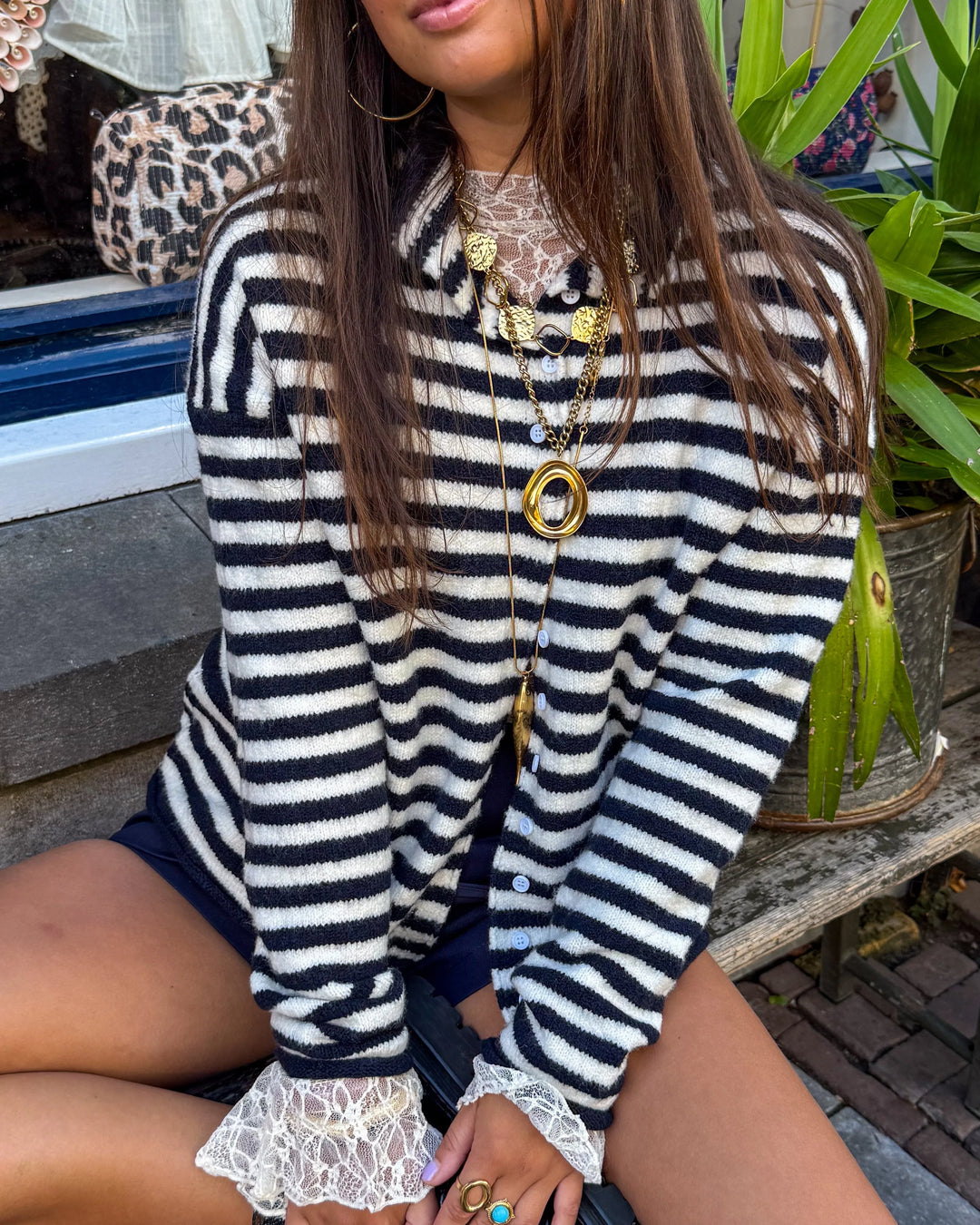 Serena Vest Navy Stripe - MABEL LONDON