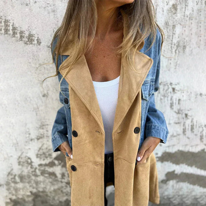 ELORA™ - Two-Tone Denim Trench - MABEL LONDON