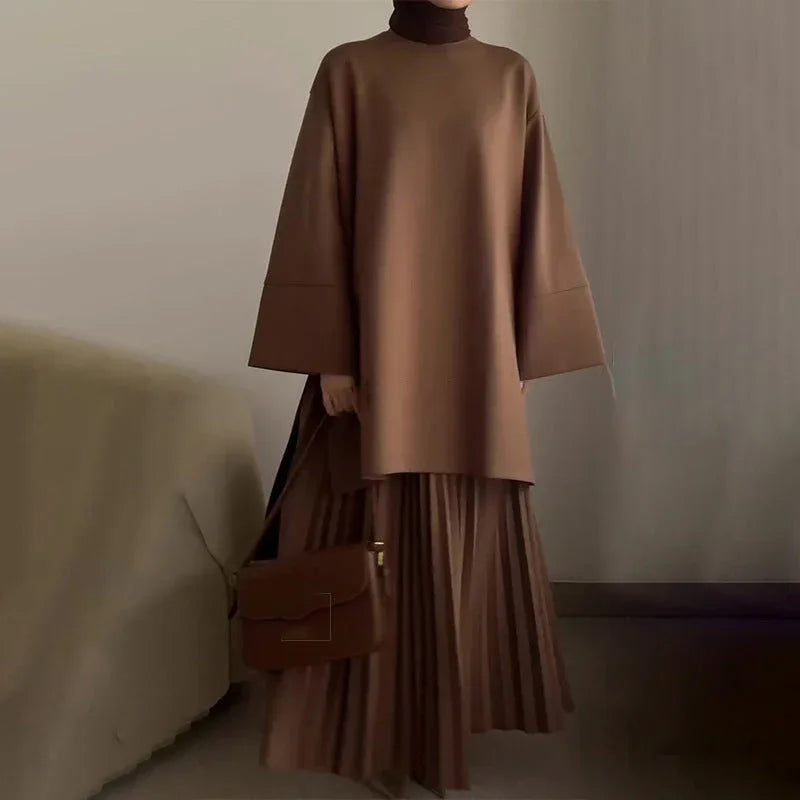 OPHELIE™ - Chic Pleated Two-Piece Set - MABEL LONDON