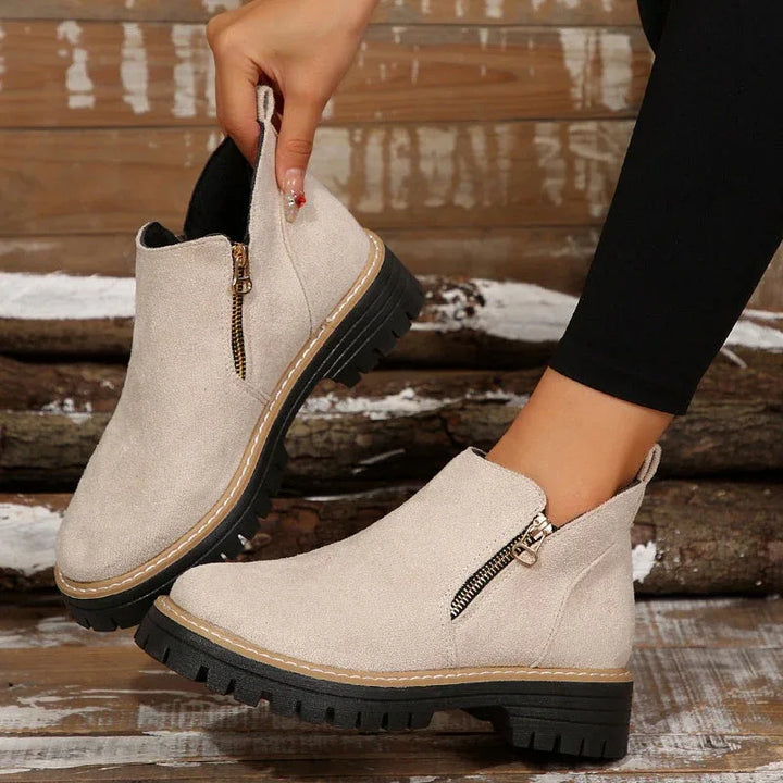 Bonnie | Beige Ankle Boots - MABEL LONDON