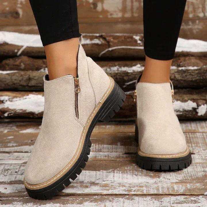 Bonnie | Beige Ankle Boots - MABEL LONDON