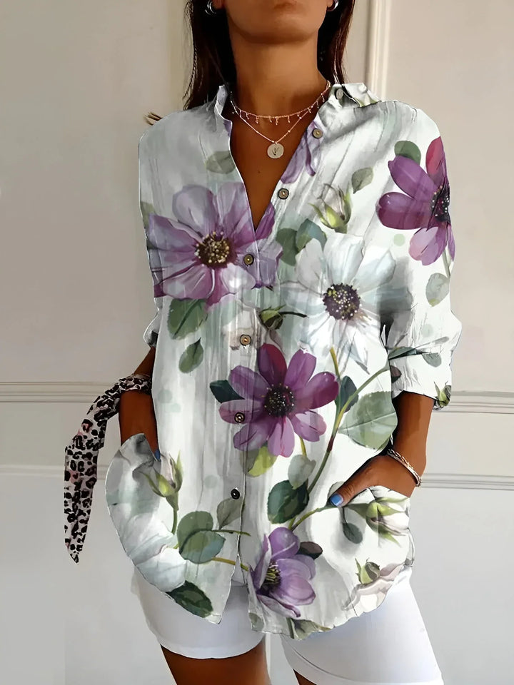 MELODIE™ – Elegant Floral Button Shirt - MABEL LONDON