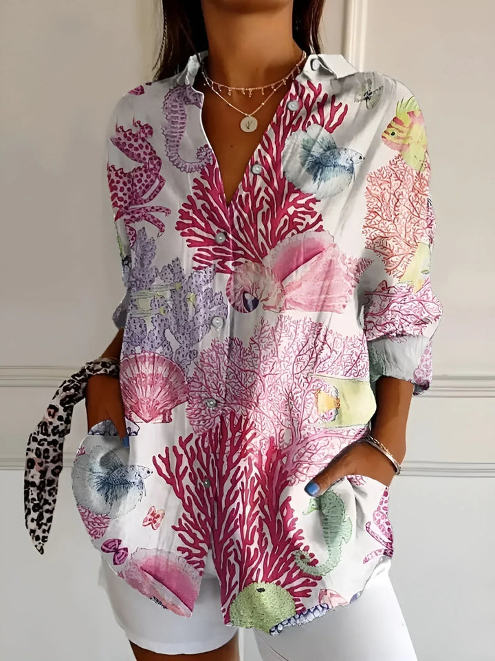 MELODIE™ – Elegant Floral Button Shirt - MABEL LONDON