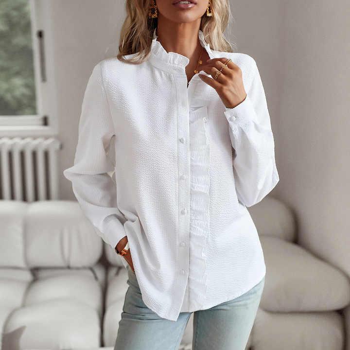 Aurora - Ruffle Long Sleeve Shirt - MABEL LONDON