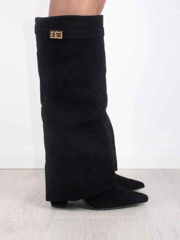 HARRIET | WOMEN'S LEATHER THIGH-HIGH BOOTS WITH BUCKLE - MABEL LONDON